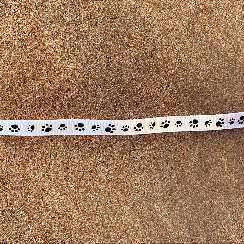 2.5 Paw Print Bone Ribbon: Lt Beige/Black - 10Yds (RGA114801